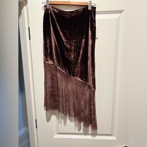 Free People Brown Asymmetrical Maxi Skirt